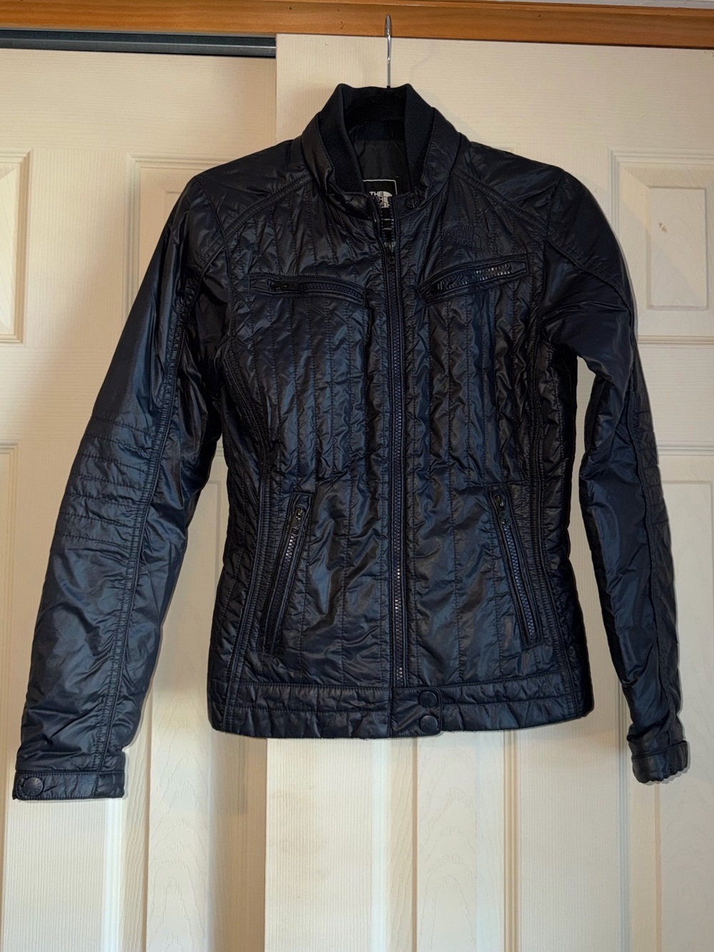 The North Face Dark Blue Jacket Women's Midori Arel Quilted Motorcycle Biker